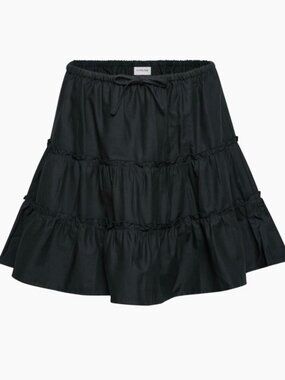 Aritzia Sunday Best Macaron Skirt Layered Cotton Black Size Small